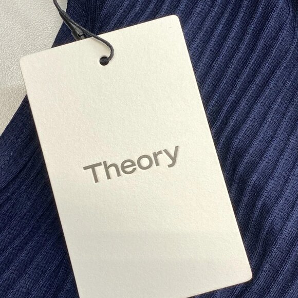 Theory Women’s Funnel Neck Ribbed Sleeveless Tank Top – Navy Blue – Size SP - Picture 3 of 9